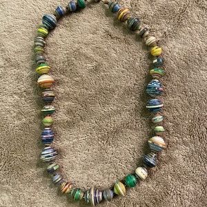 31 Bits multicolored handmade paper bead necklace